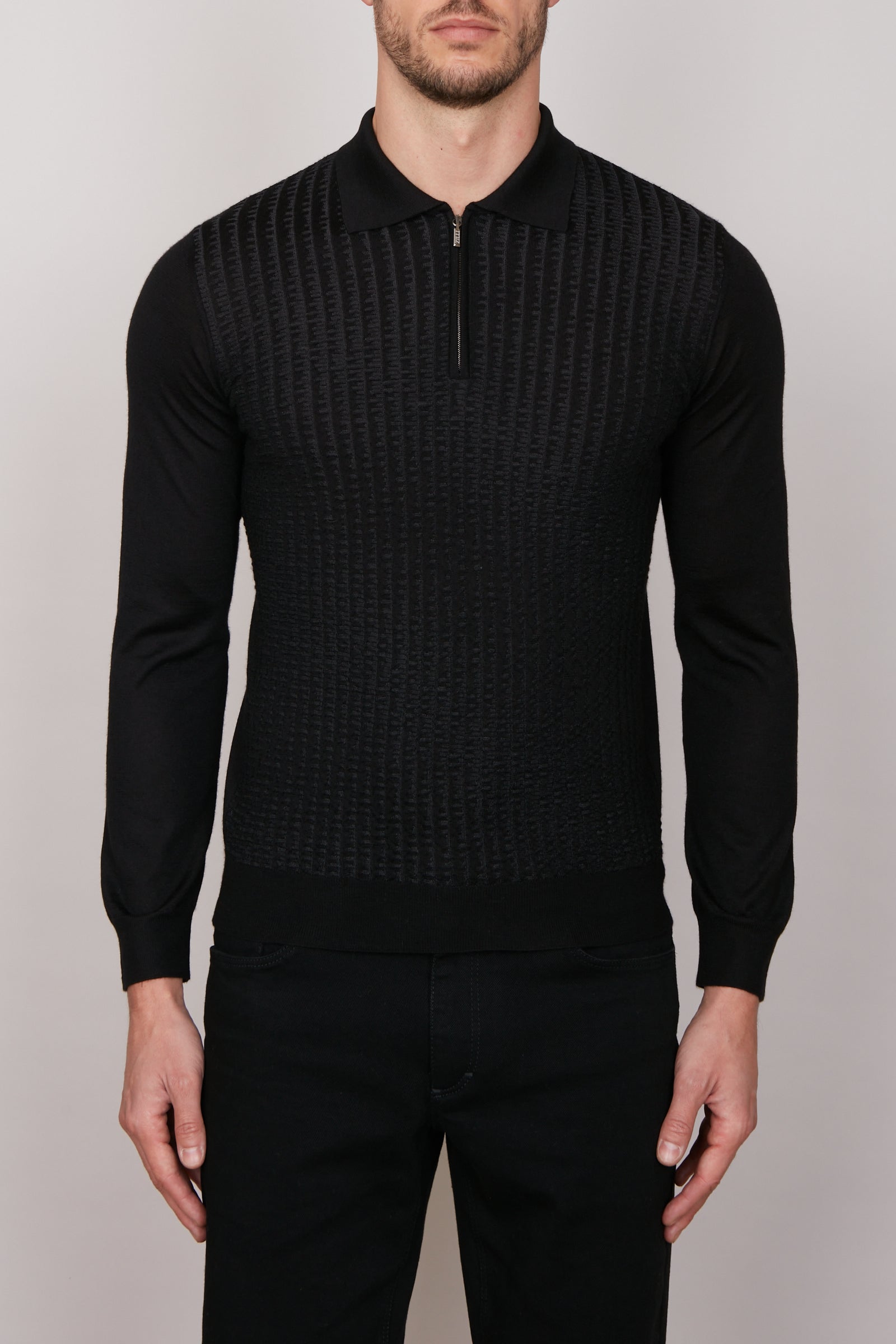 Pull à motif texturé en cachemire - Noir