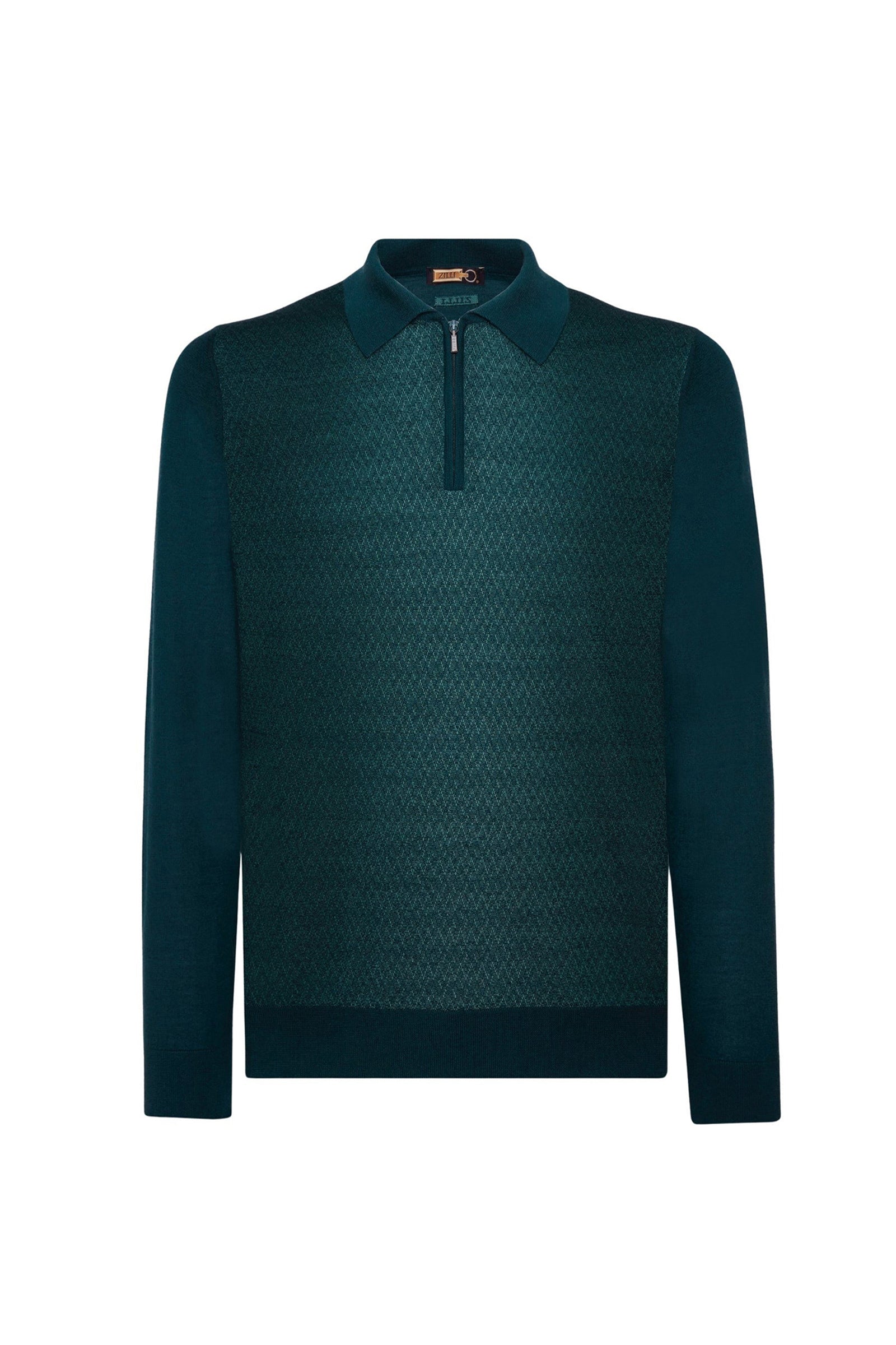 Cashmere jacquard polo shirt - Green