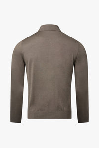 Polo à motif côtelé zippé en cachemire - Marron