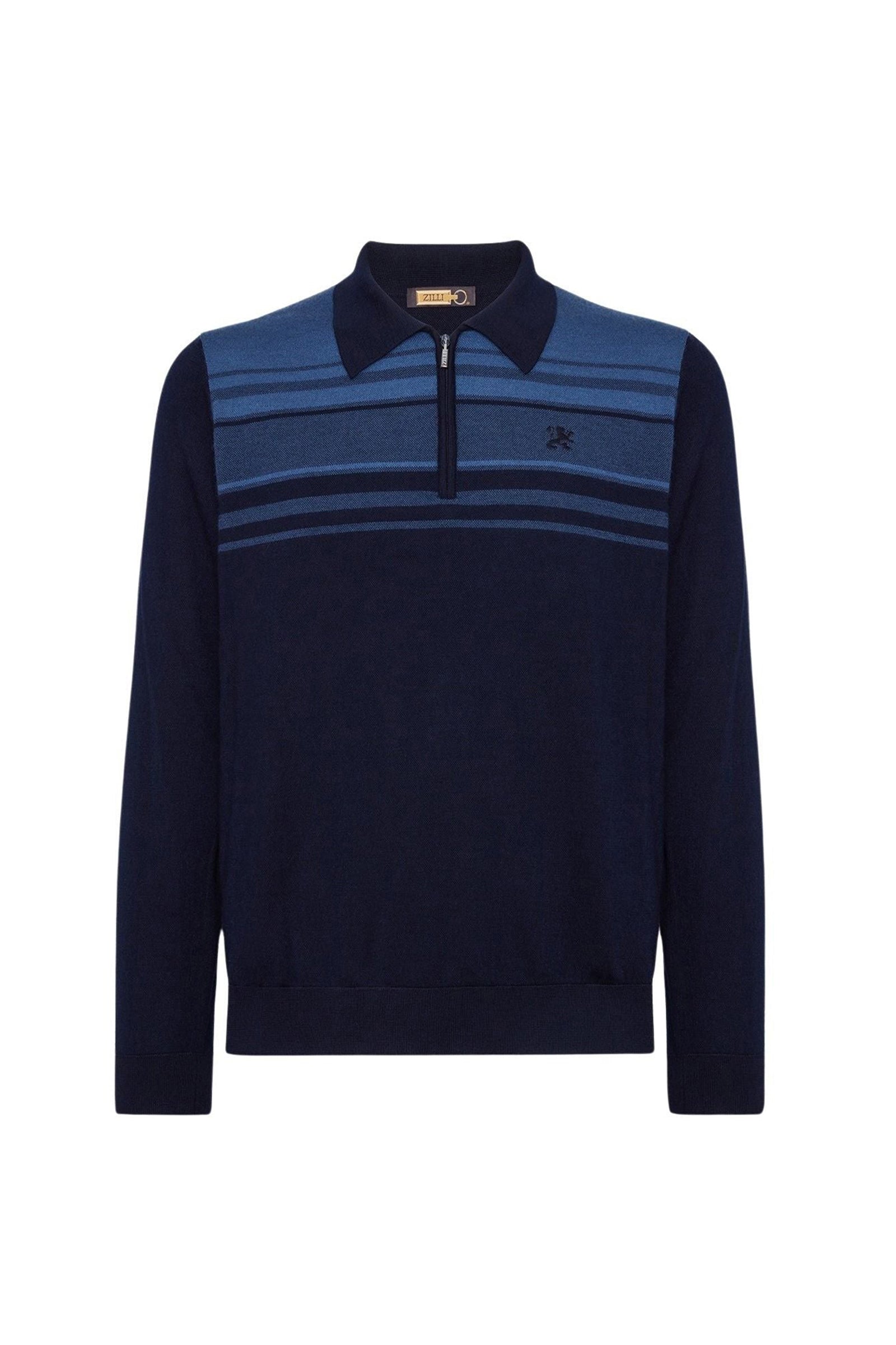 Pull zippé à bandes dégradées en cachemire - Bleu & Bleu