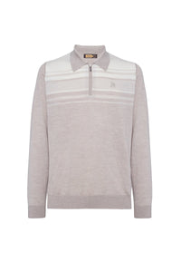 Polo à rayures en cachemire - Beige & Blanc