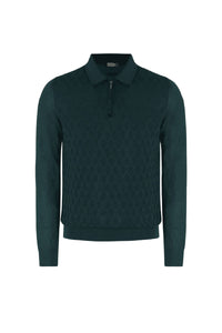 Polo à motif zippé en cachemire - Vert