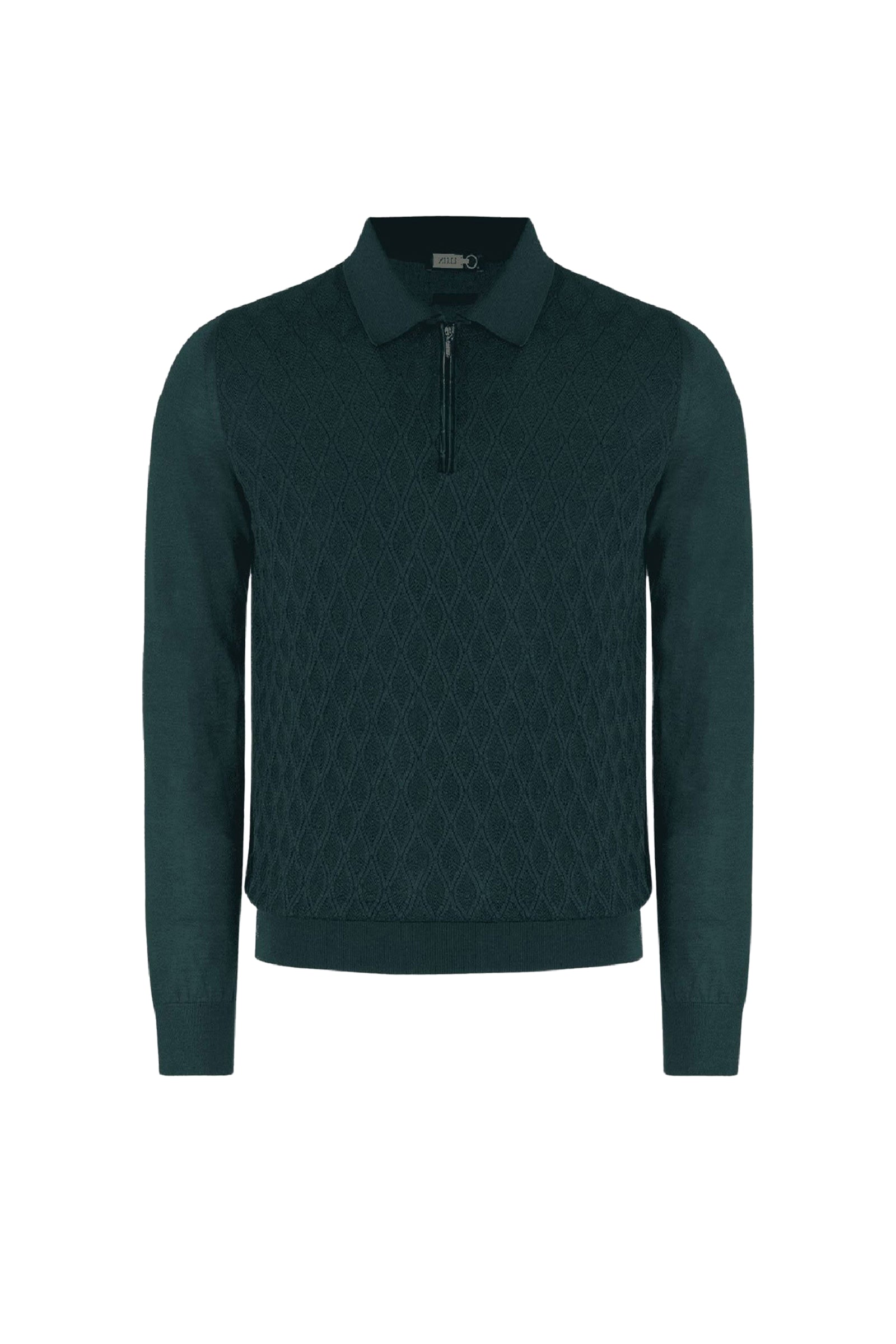 Polo à motif zippé en cachemire - Vert