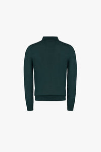 Polo à motif zippé en cachemire et soie mélangée - Vert
