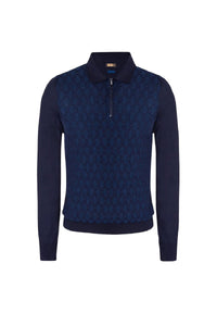 Polo à motif en cachemire - Bleu & Bleu
