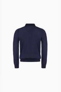 Polo à motif zippé en cachemire et soie mélangée - Bleu & Bleu