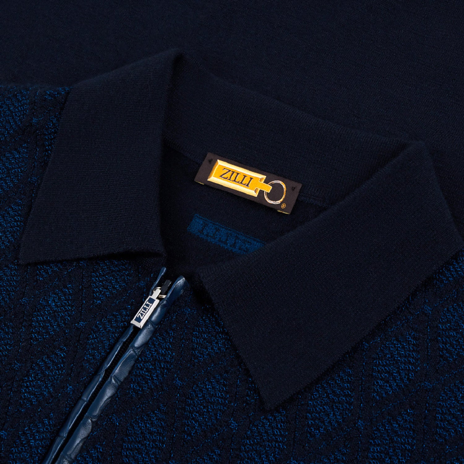 Polo à motif en cachemire - Bleu & Bleu