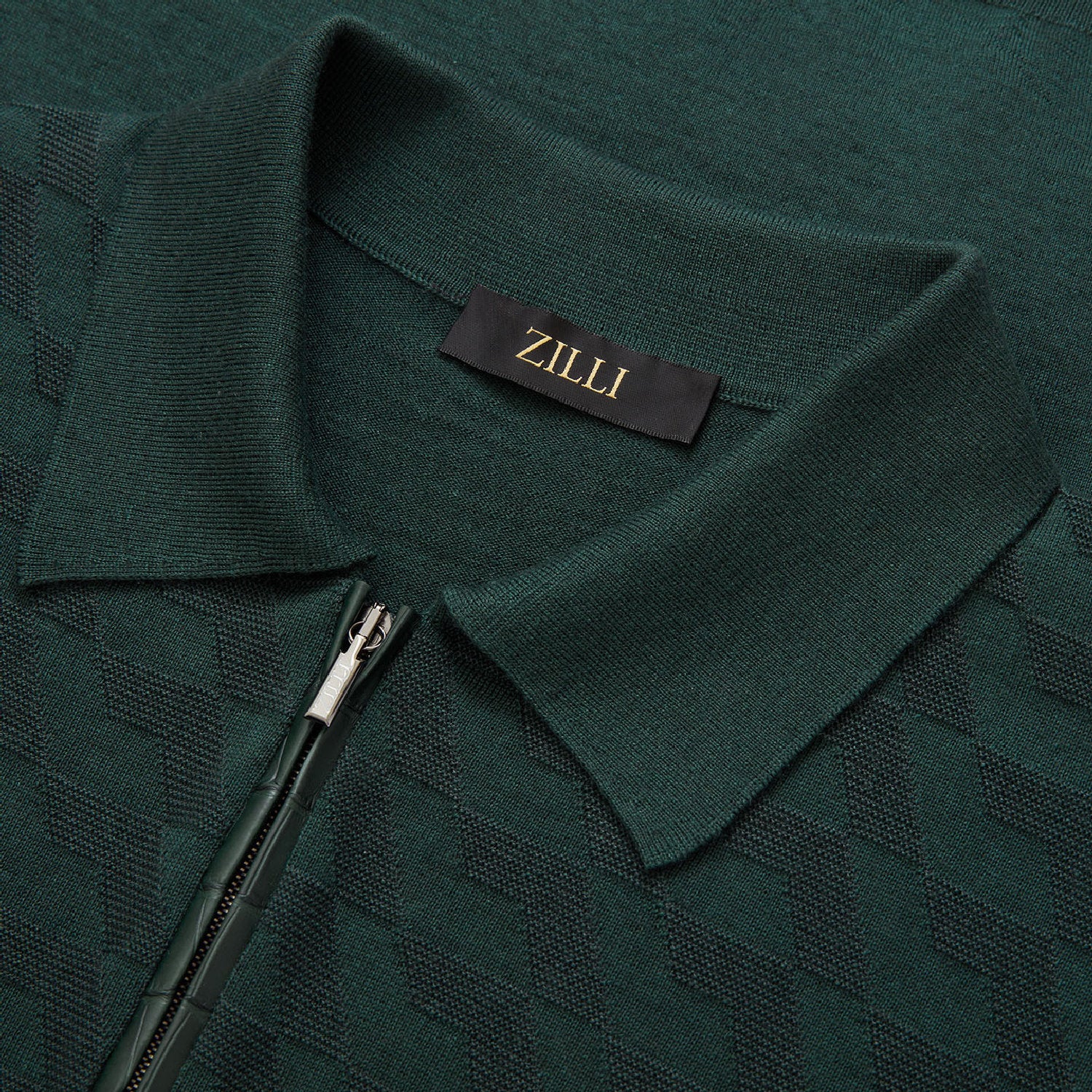 Polo à motif géométrique ton sur ton en cachemire - Vert