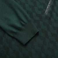 Polo à motif géométrique ton sur ton en cachemire - Vert