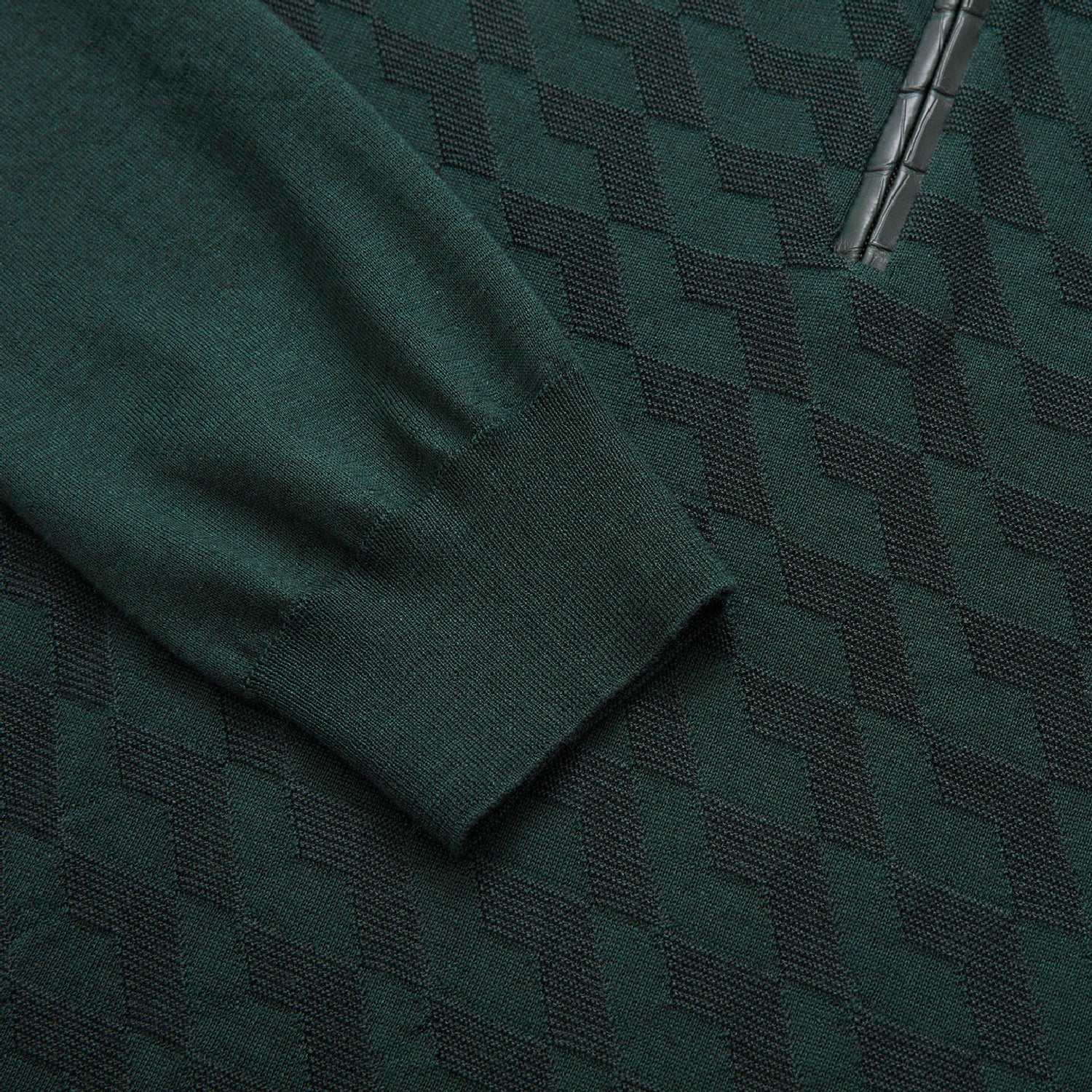 Polo à motif géométrique ton sur ton en cachemire - Vert