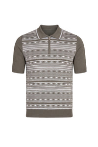 Polo à motif géométrique en soie mélangée - Multicolore