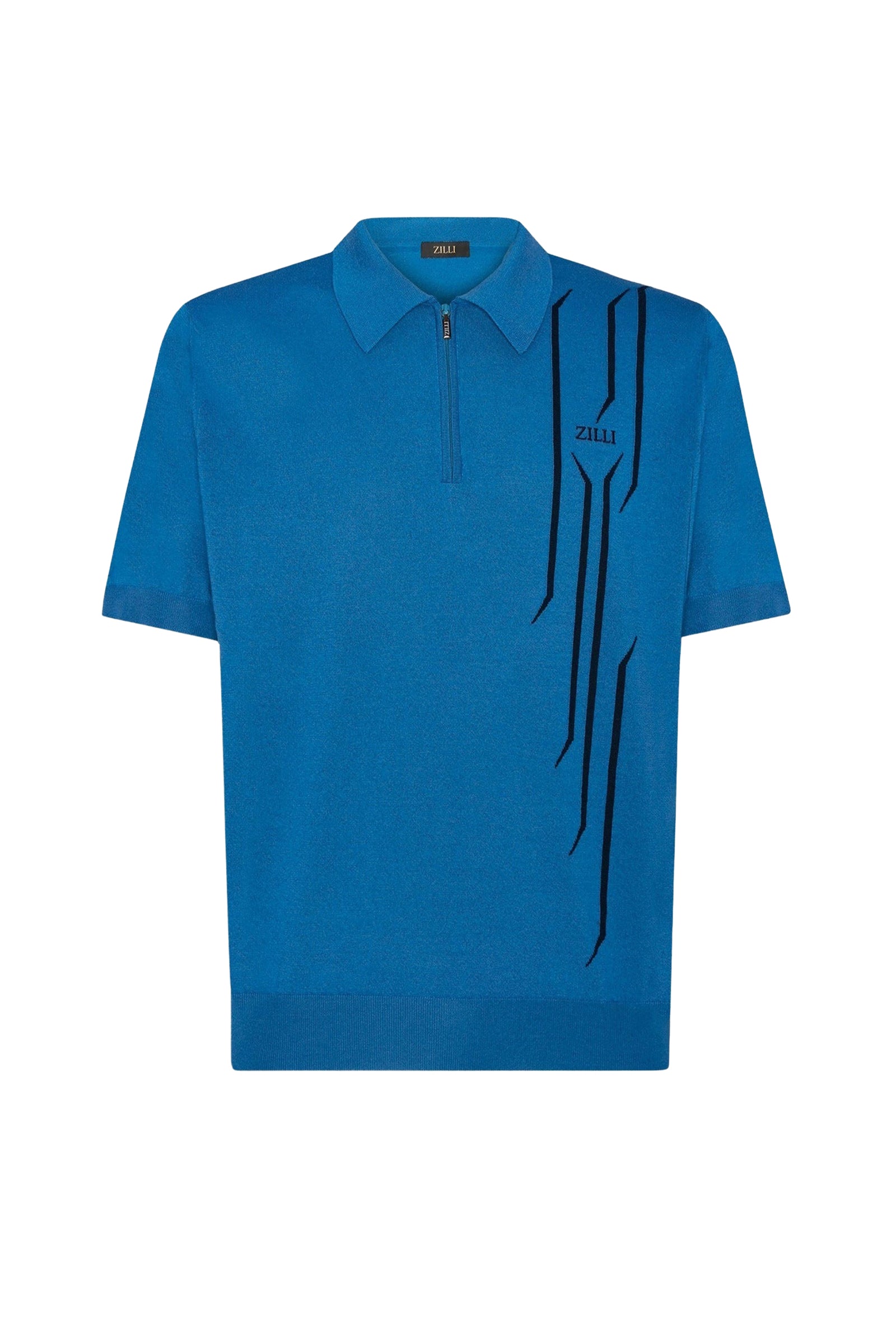 Graphic silk blend polo shirt - Blue