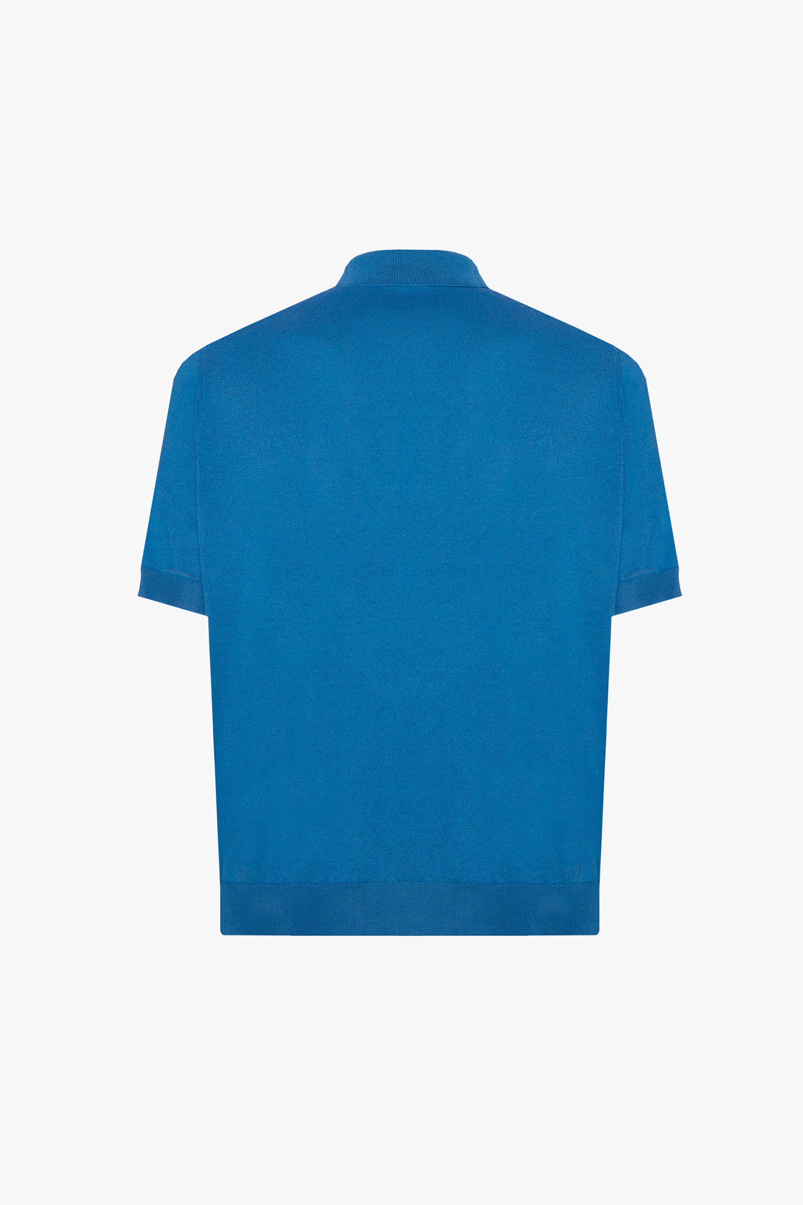 Graphic silk blend polo shirt - Blue