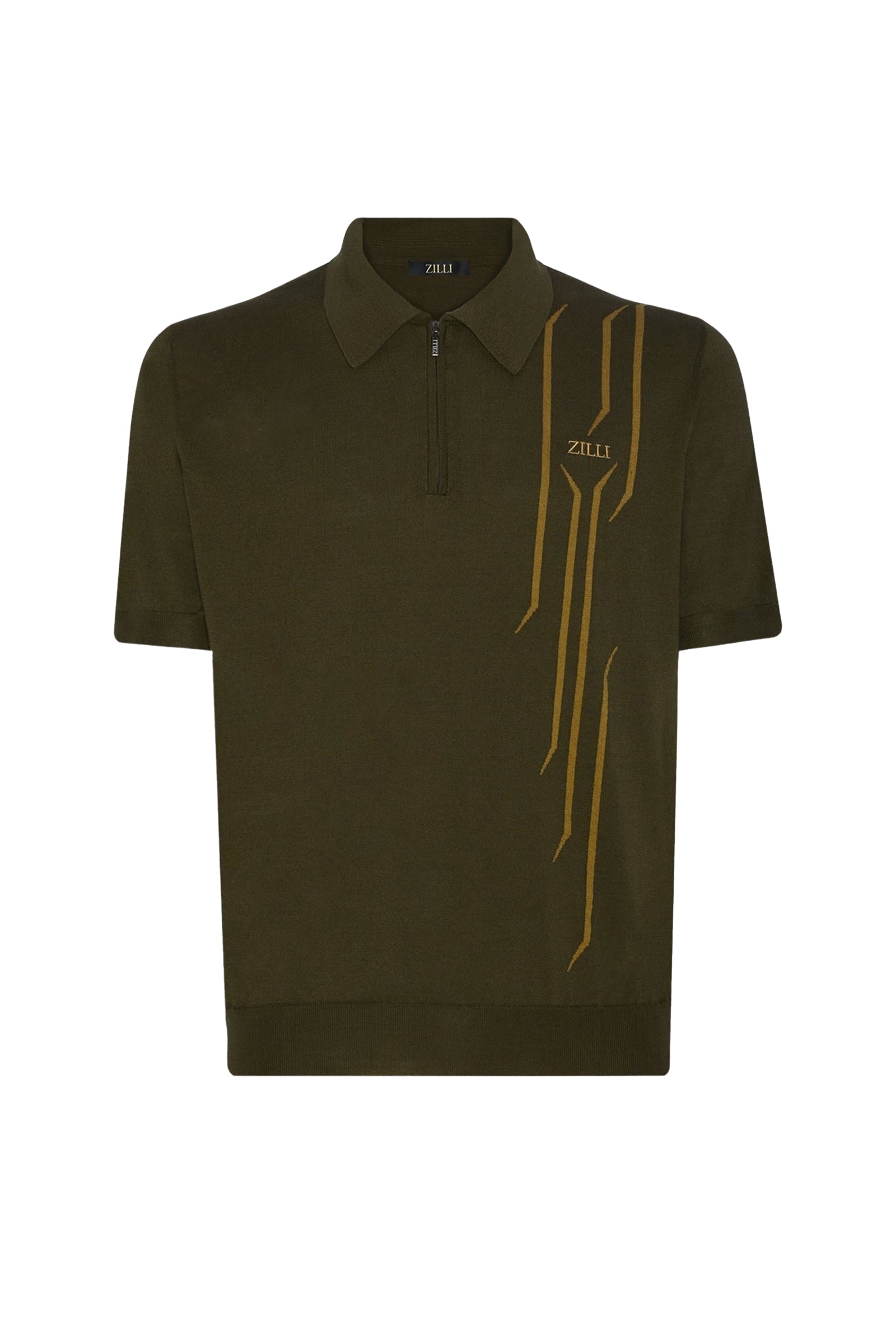 Graphic silk polo shirt - Brown & Yellow