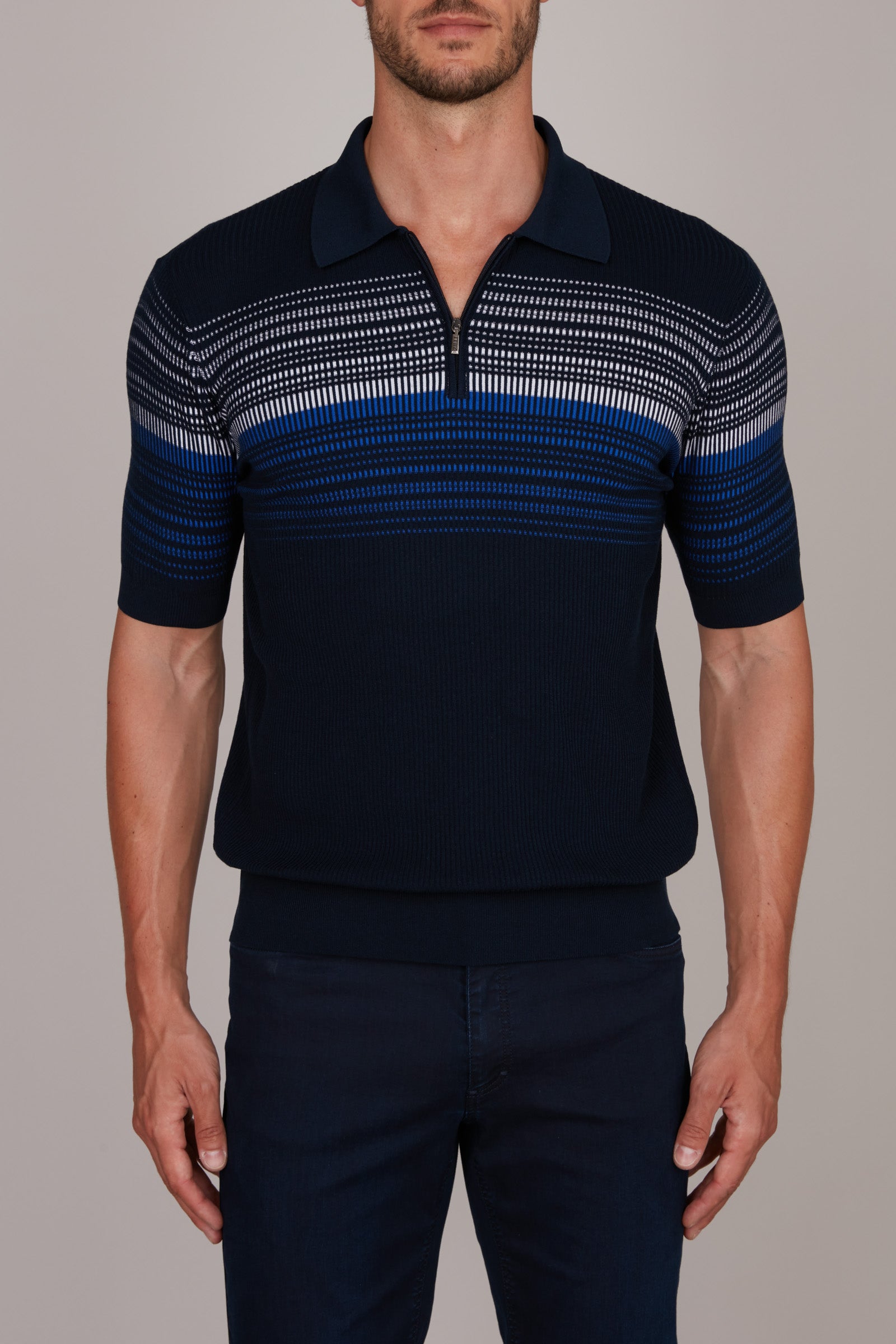 Polo à rayures en soie - Multicolore
