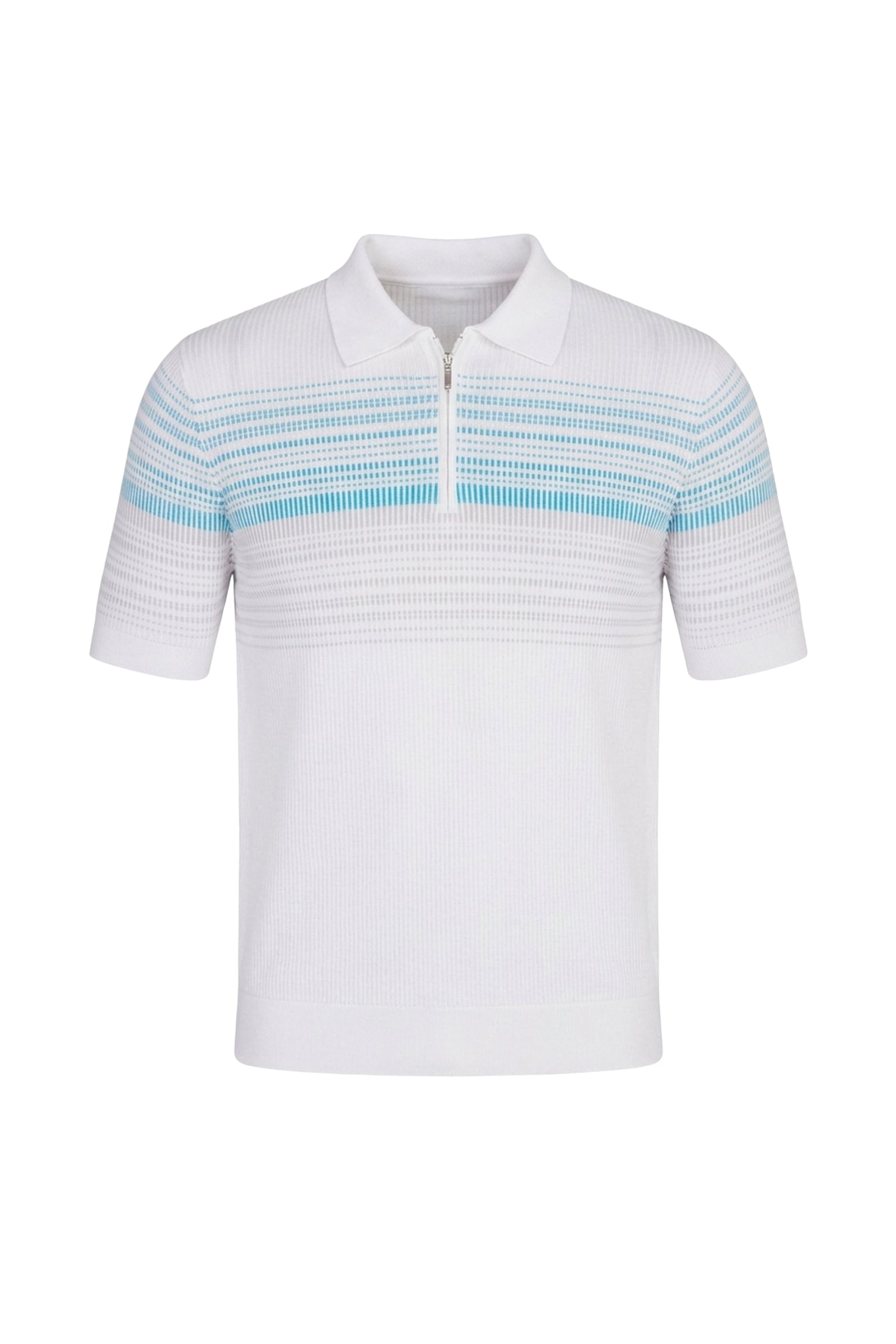 Polo à rayures en soie mélangée - Blanc & Bleu