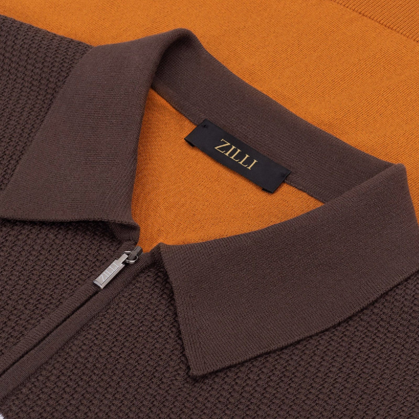 Polo à bandes colorées en soie - Chocolate White Red