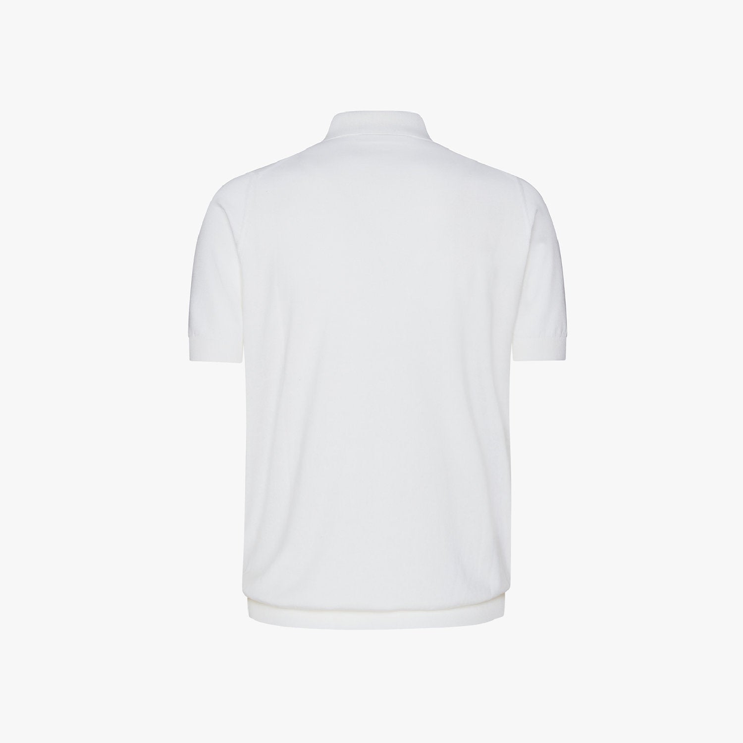 Fine silk zip polo shirt - White