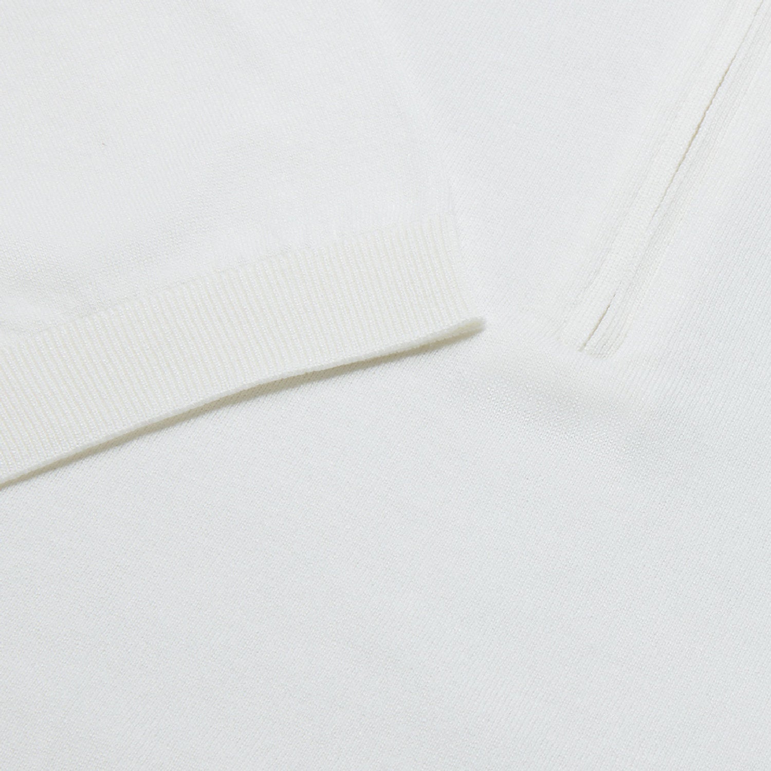 Fine silk zip polo shirt - White