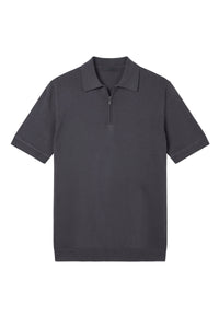 Silk quarter zip polo shirt - Grey