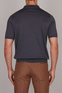 Silk quarter zip polo shirt - Grey