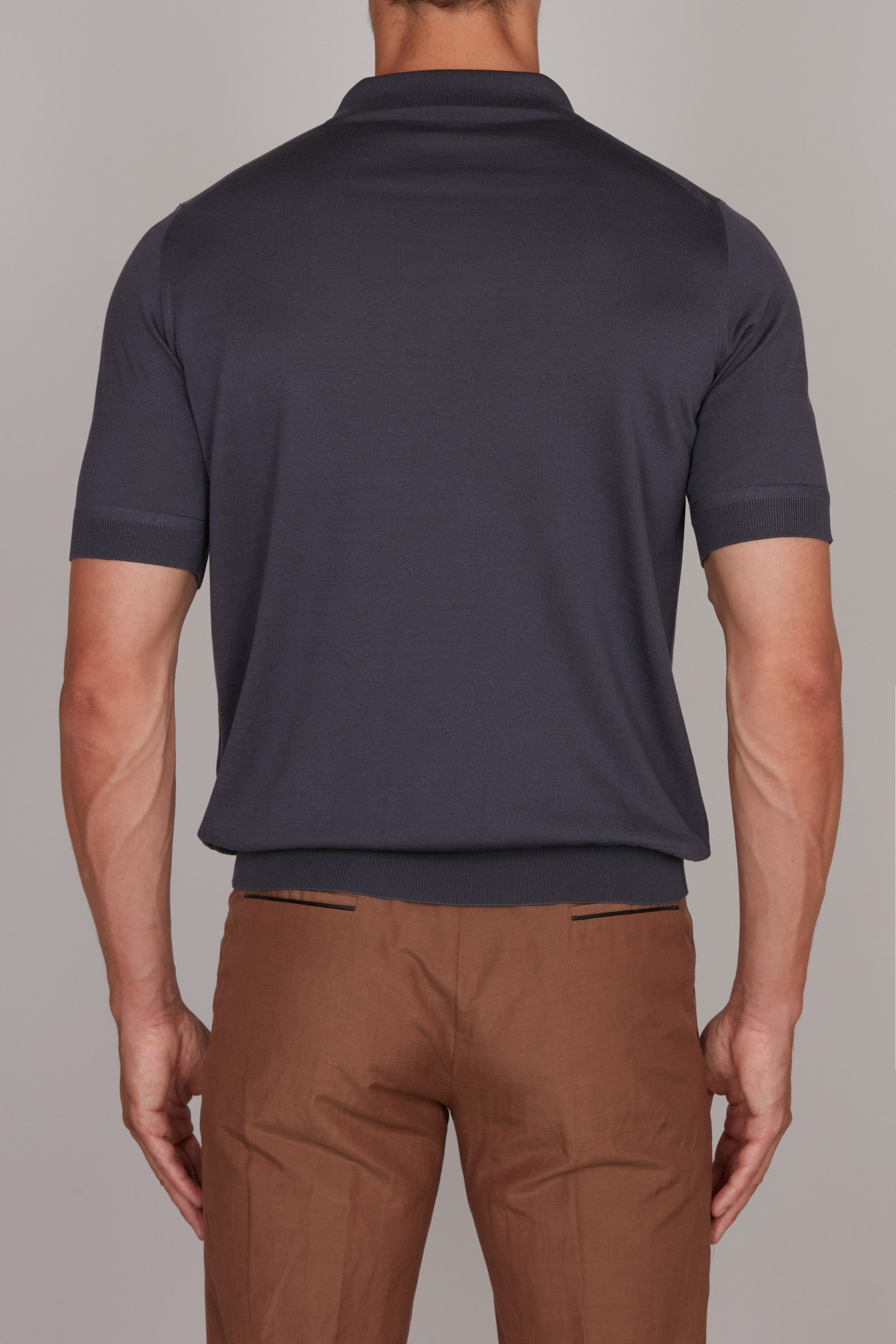 Silk quarter zip polo shirt - Grey