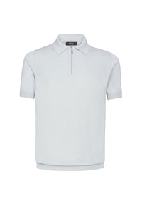 Silk zip polo shirt - Blue