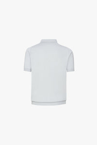 Polo à fermeture zippée en soie - Bleu