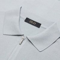 Silk zip polo shirt - Blue