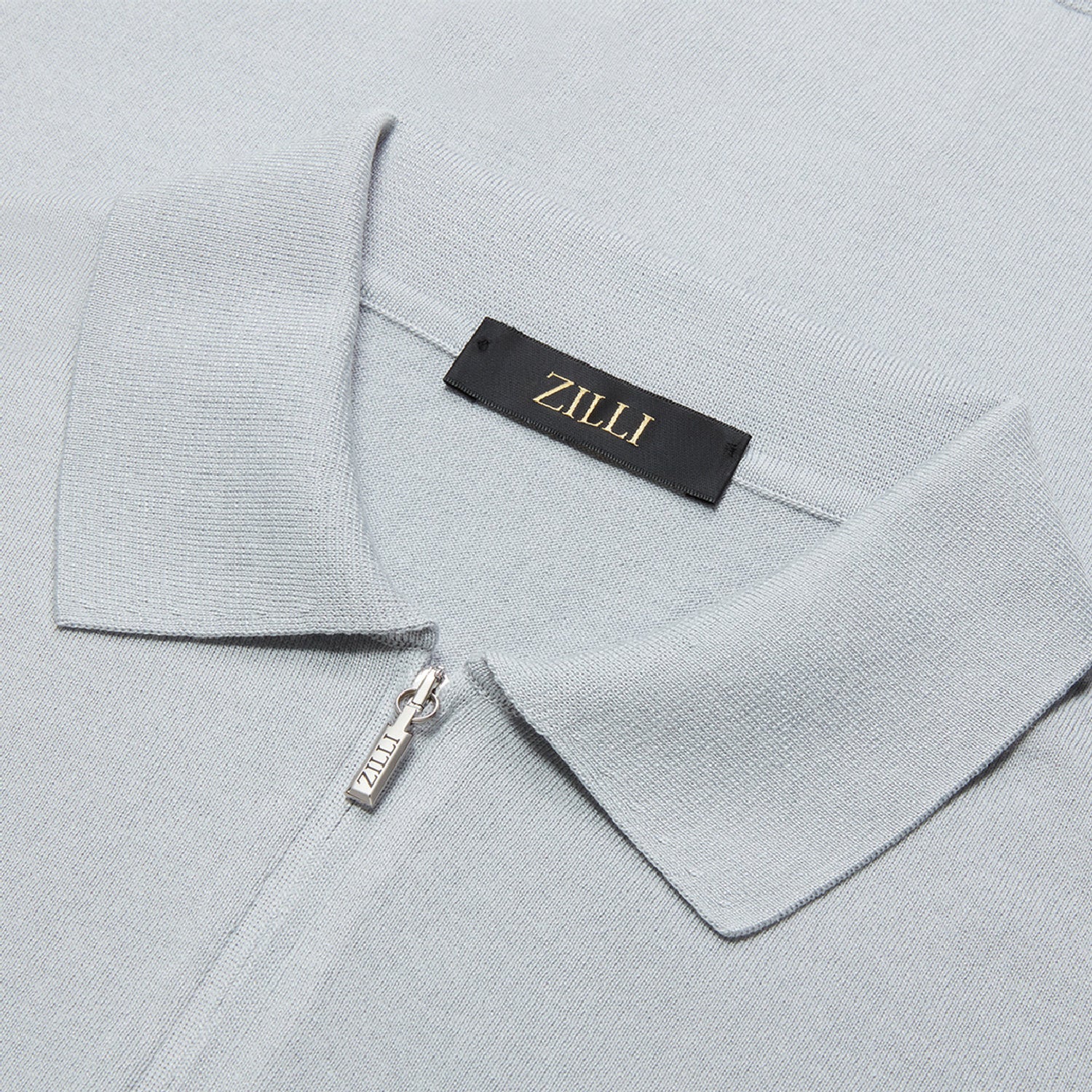 Silk zip polo shirt - Blue