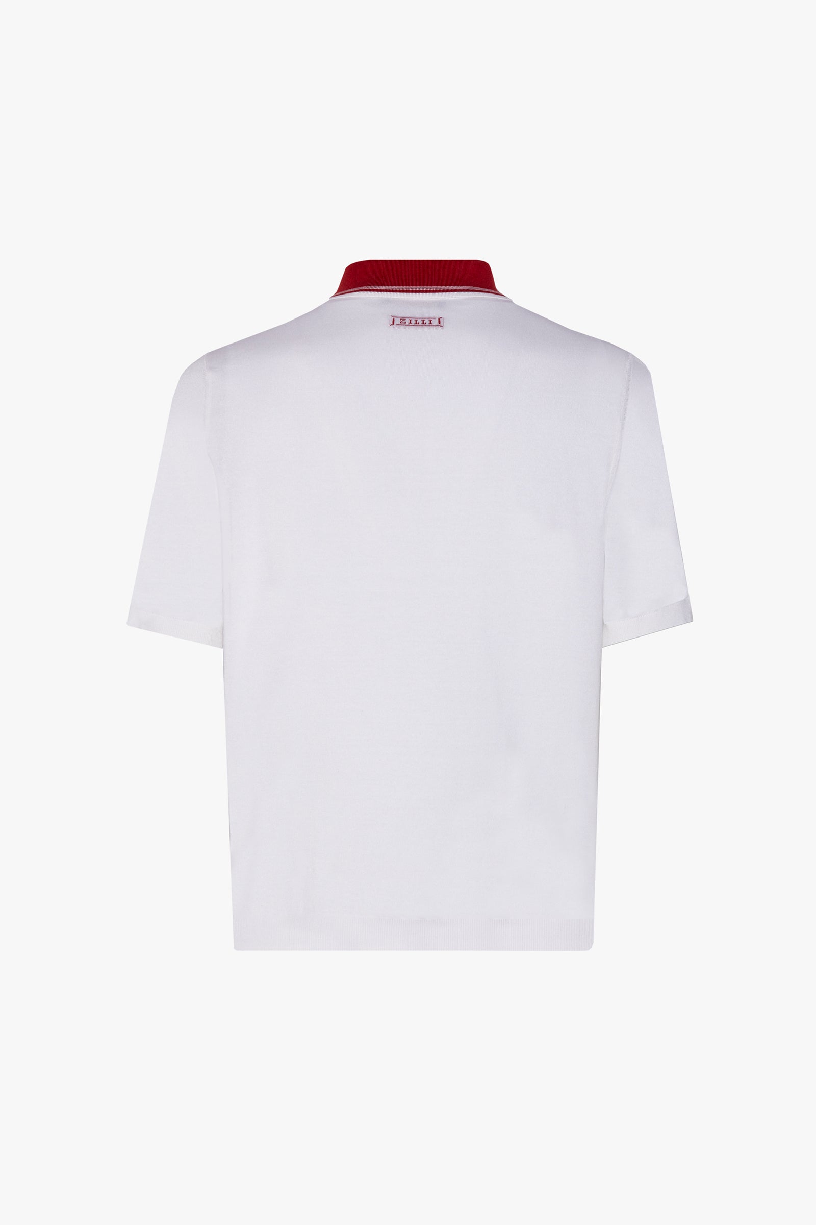 Polo zippé en soie mélangée - Blanc & Rouge