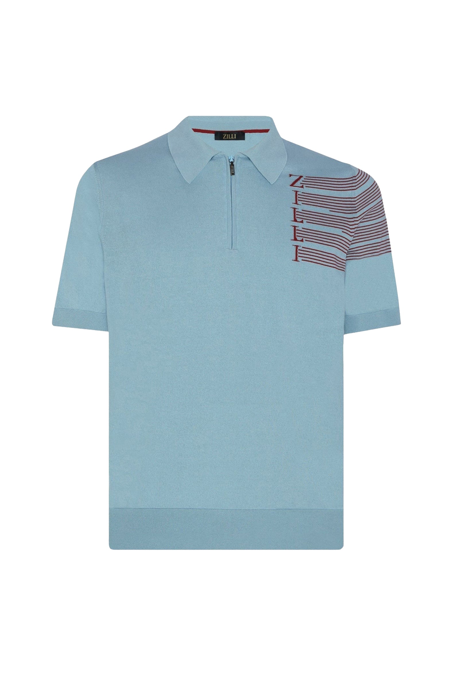 Polo à rayures en soie - Bleu & Bordeaux