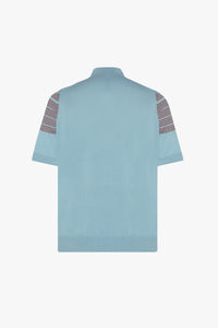 Polo à rayures en soie - Bleu & Bordeaux