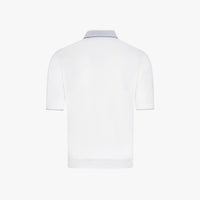 Polo à col zippé et motif en soie mélangée - Blanc & Bleu