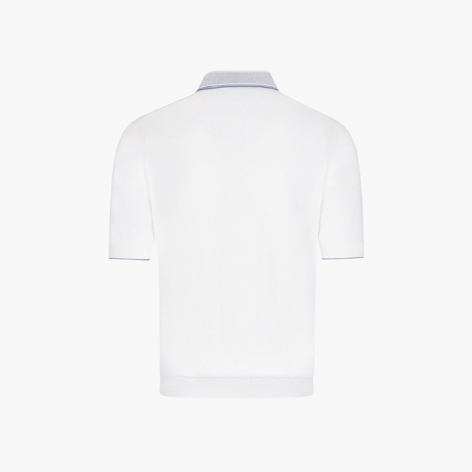 Polo à col zippé et motif en soie mélangée - Blanc & Bleu