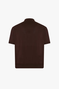 Polo à rayures en soie mélangée - Marron & Beige
