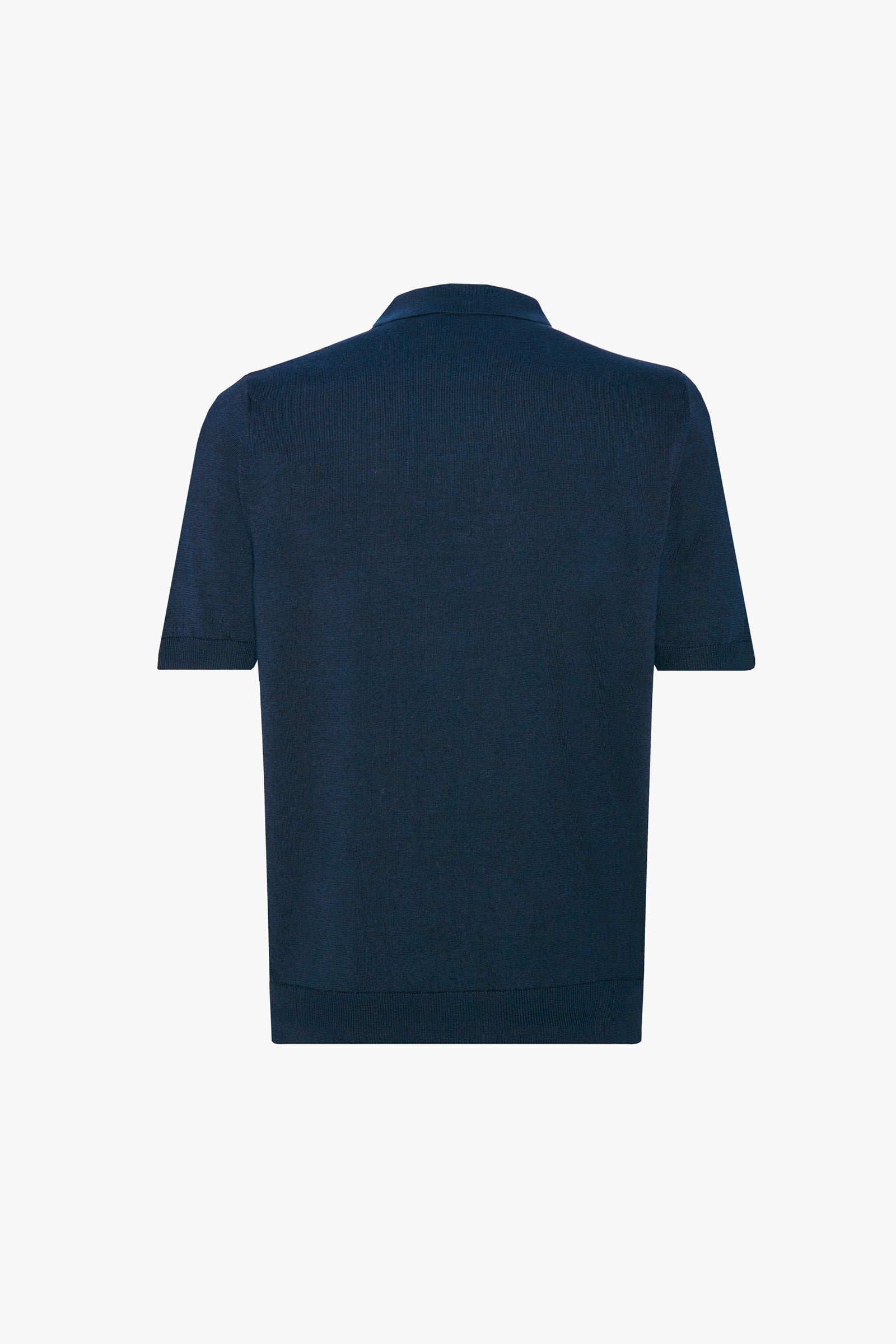 Polo à motif texturé et zippé en soie - Bleu