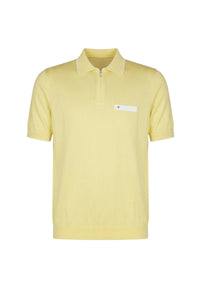 Polo à bandes en soie mélangée - Jaune