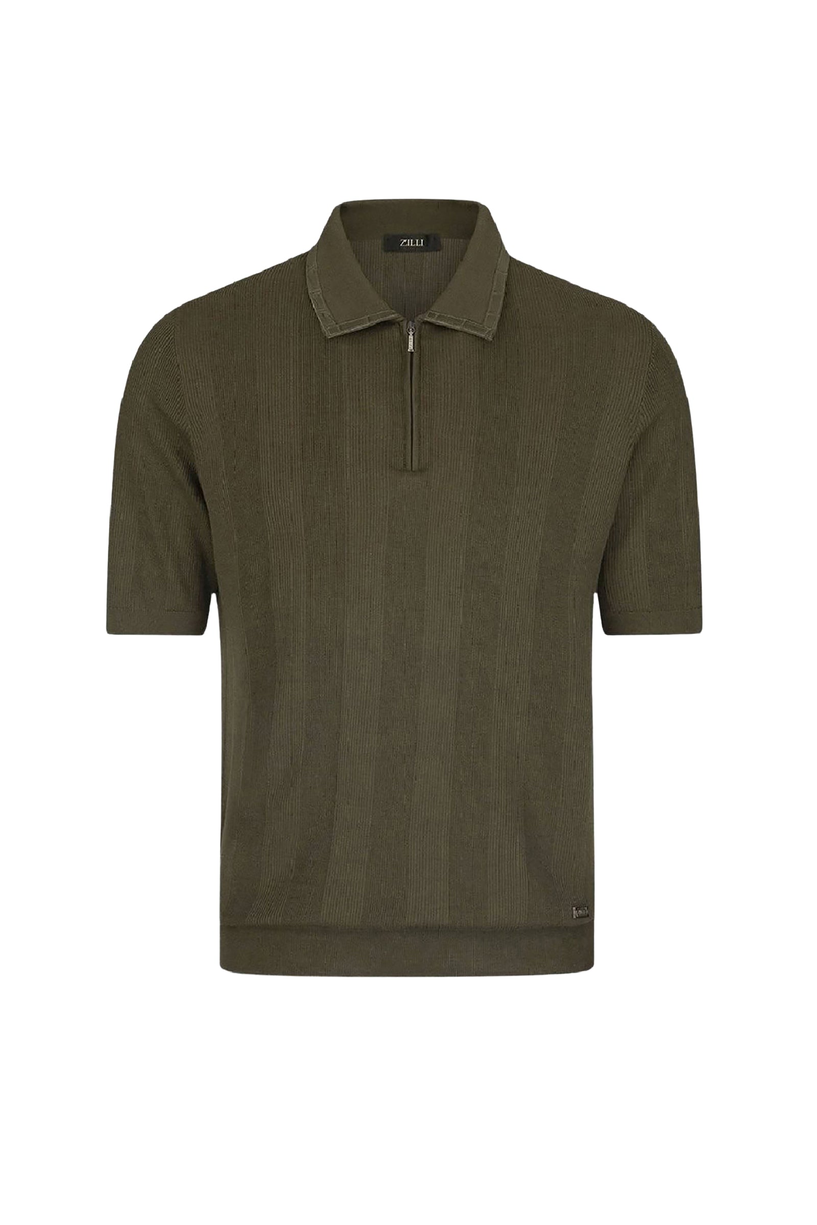Polo zippé à col en soie - Vert