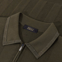 Polo zippé à col en soie - Vert