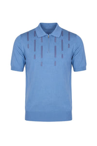 Polo zippé à manches courtes - Pale Blue Onyx