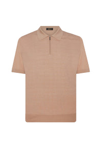 Polo à motif géométrique en soie - Beige