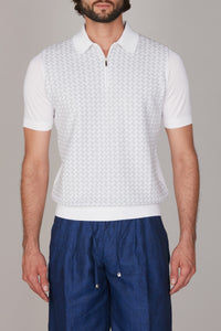 Polo zippé en soie - White
