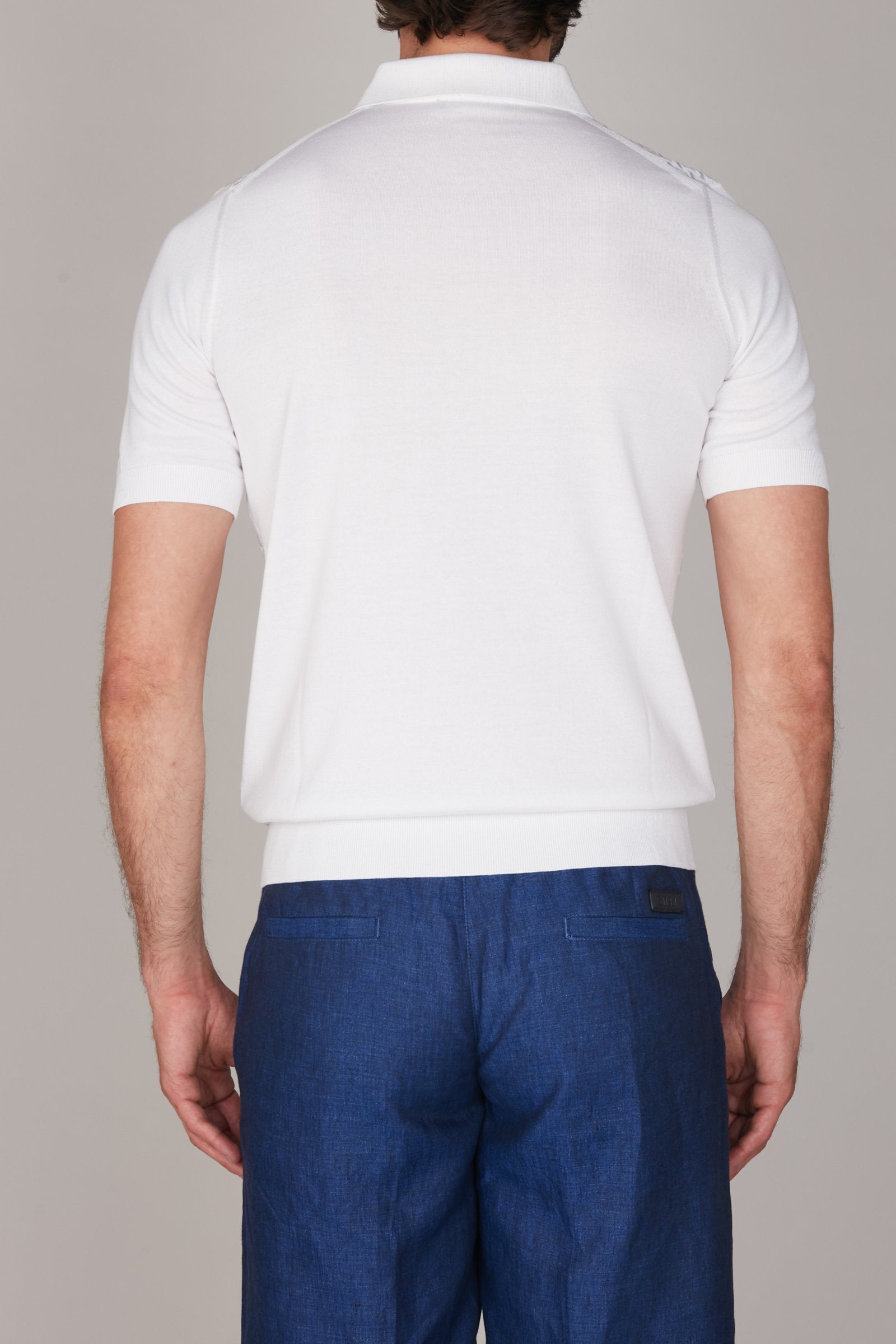 Polo zippé en soie - White