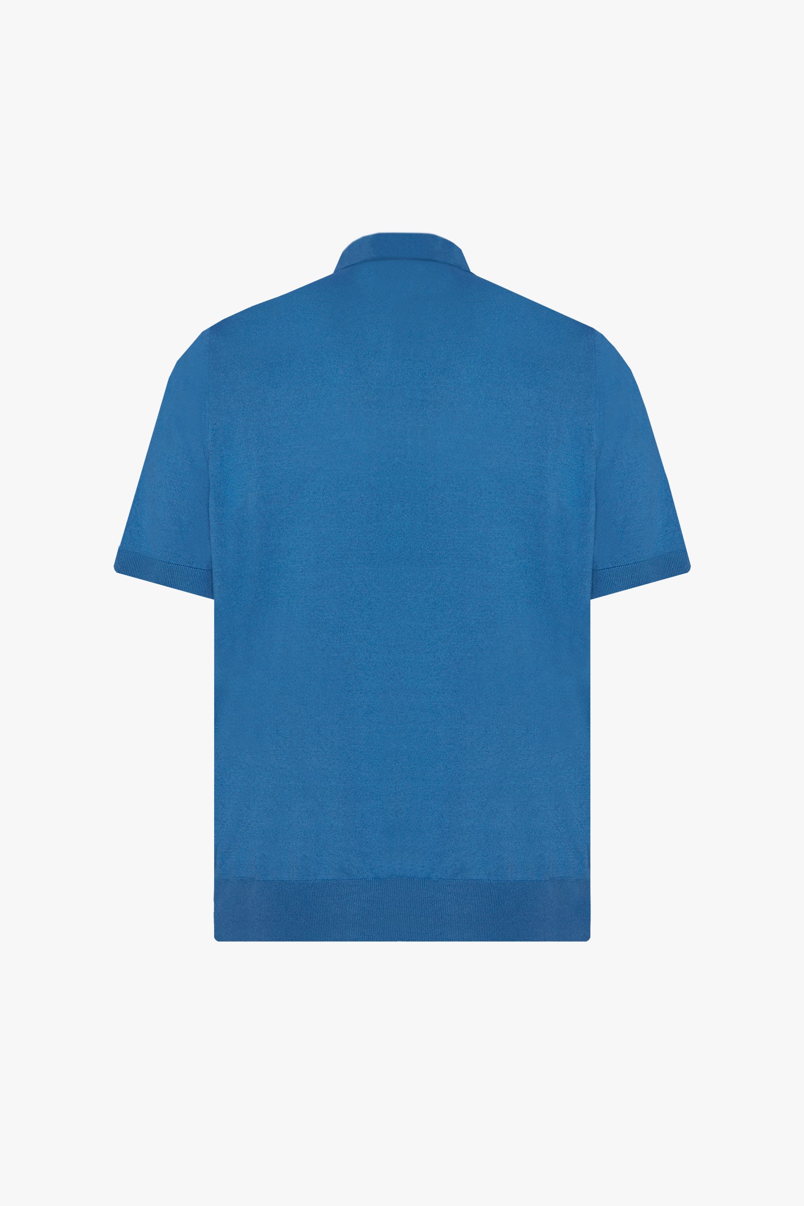 Polo à motif chevron texturé en soie mélangée - Bleu