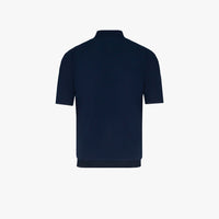 Polo à motif géométrique en soie mélangée - Bleu