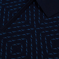 Polo à motif géométrique en soie mélangée - Bleu