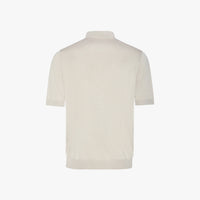 Polo zippé à motif jacquard en soie - Beige