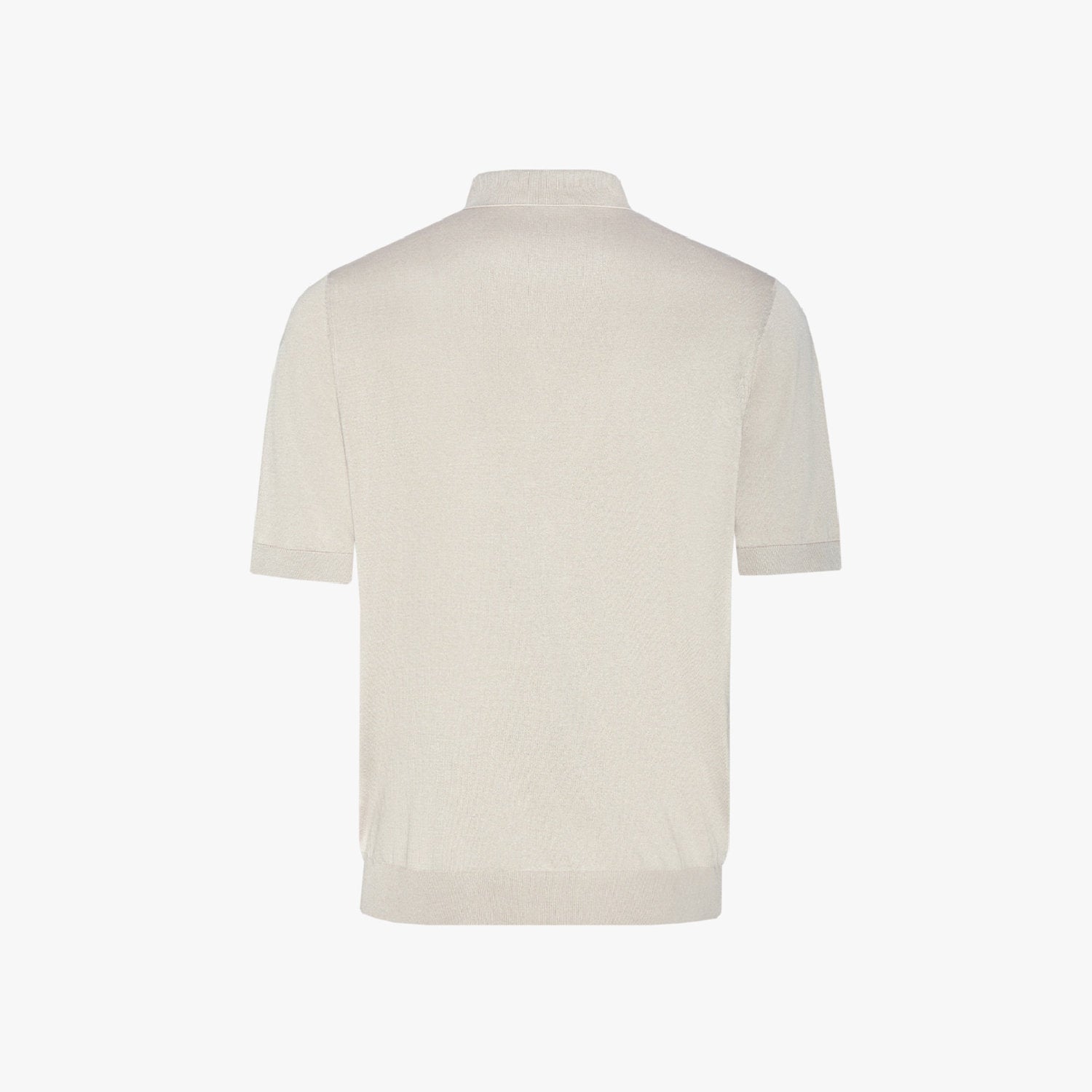 Polo zippé à motif jacquard en soie - Beige