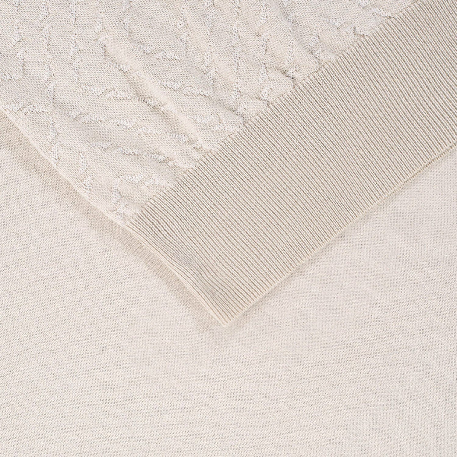 Polo zippé à motif jacquard en soie - Beige